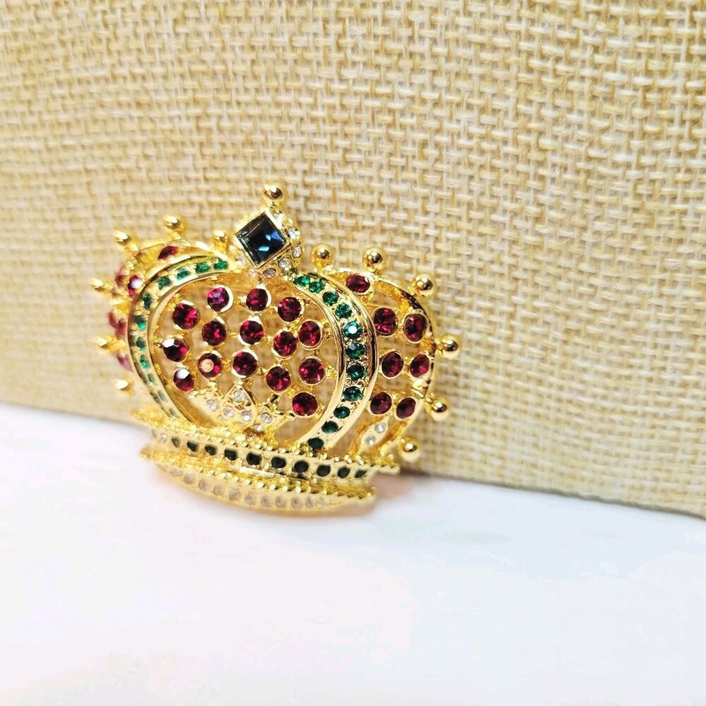Vtg Kjl Kenneth J. Lane Signed Rhinestone Royal C… - image 3